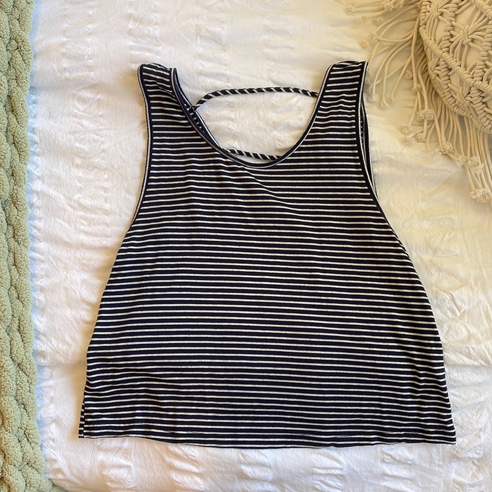 Navy striped tank top